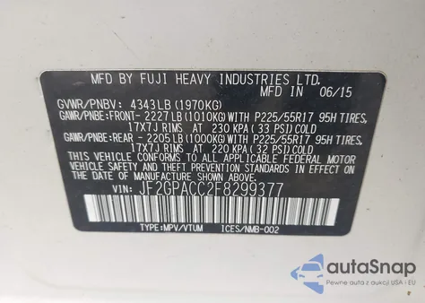 2015 Subaru Xv Crosstrek 2.0I Premium из США, поврежденный, VIN JF2GPACC2F8299377